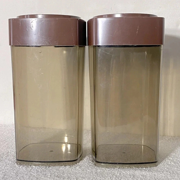 Vintage  Brown Transparent Plastic Canister Set - Picture 3 of 11